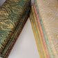 Ornamental Paisley Gold Metallic Print Indian Banarasi Brocade Fabric By Meter