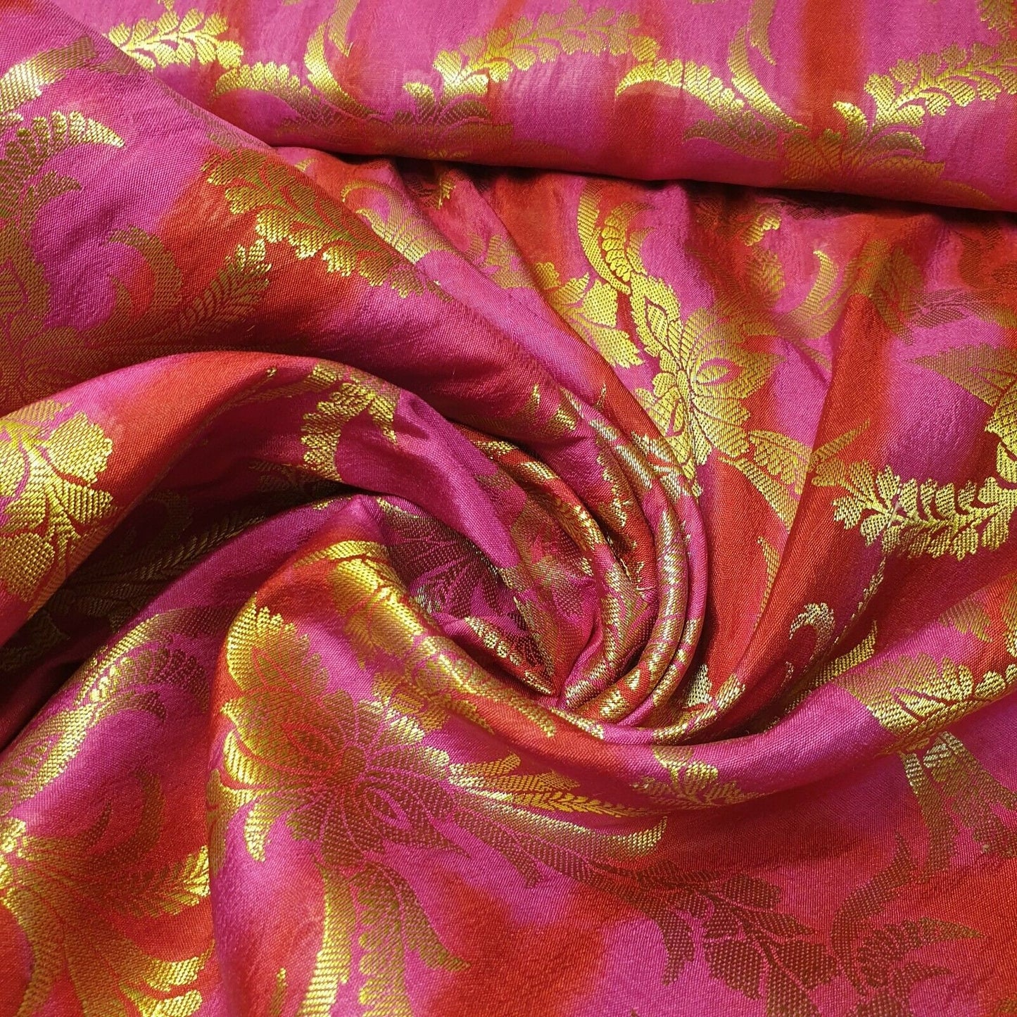 Indian Faux Silk Brocade Banarasi Dress Craft Dress Cushion Fabric 44" By Meter