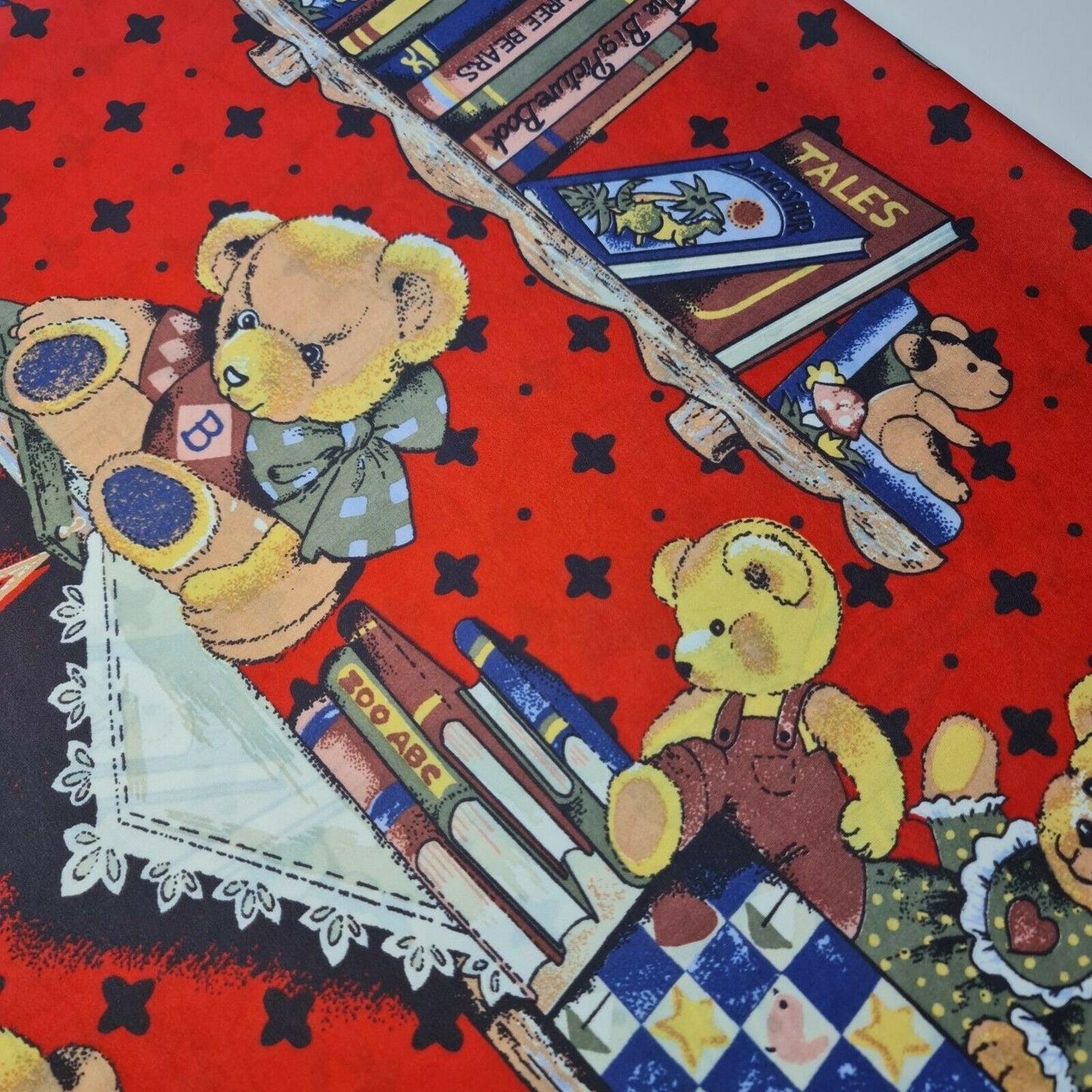 Red Scuba Paddington Bear Teddy Child Book Print Stretch Dress Craft Fabric 58"