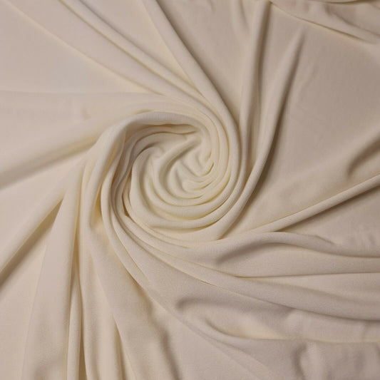 Ivory Crepe Polyester Stretch Plain Drape Dress Craft Fabric By Meter 58" AJ