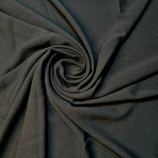 Black Crepe Crinkle Crush Spring Plain Drape Dress Craft Fabric By Meter 58"