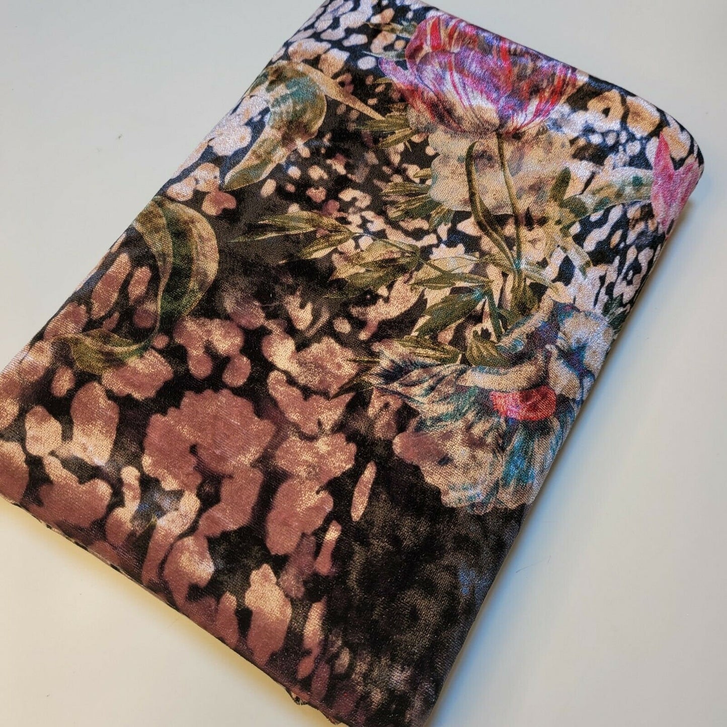 Floral Print Crush Velour Velvet Patchwork Dress Craft Upholstery Fabric 58" Material