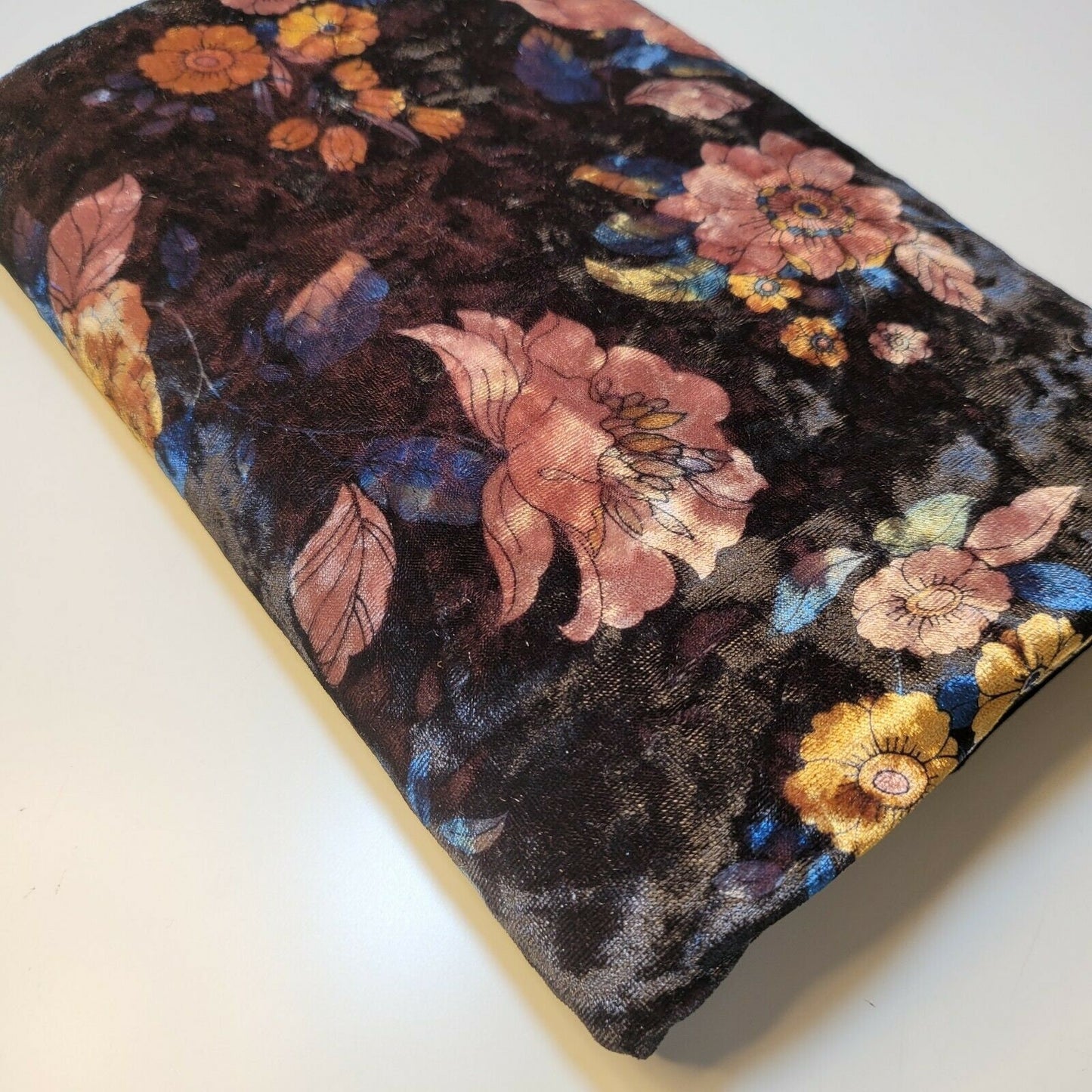 Floral Print Crush Velour Velvet Patchwork Dress Craft Upholstery Fabric 58" Material