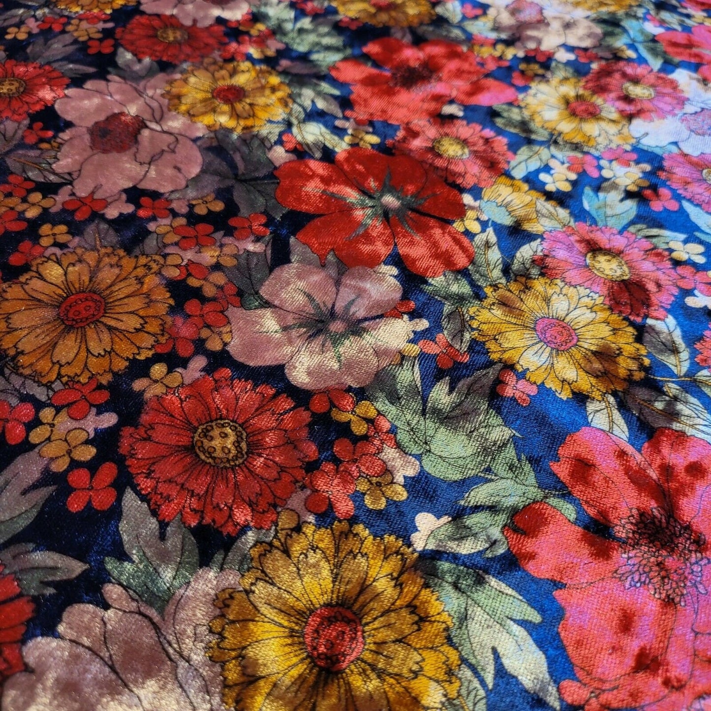Floral Print Crush Velour Velvet Patchwork Dress Craft Upholstery Fabric 58" Material