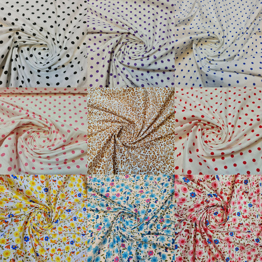 Ausverkauf 100 % Baumwolle Baby Elfenbein Leopard Ditsy Floral Kleid Handwerk Material Meter