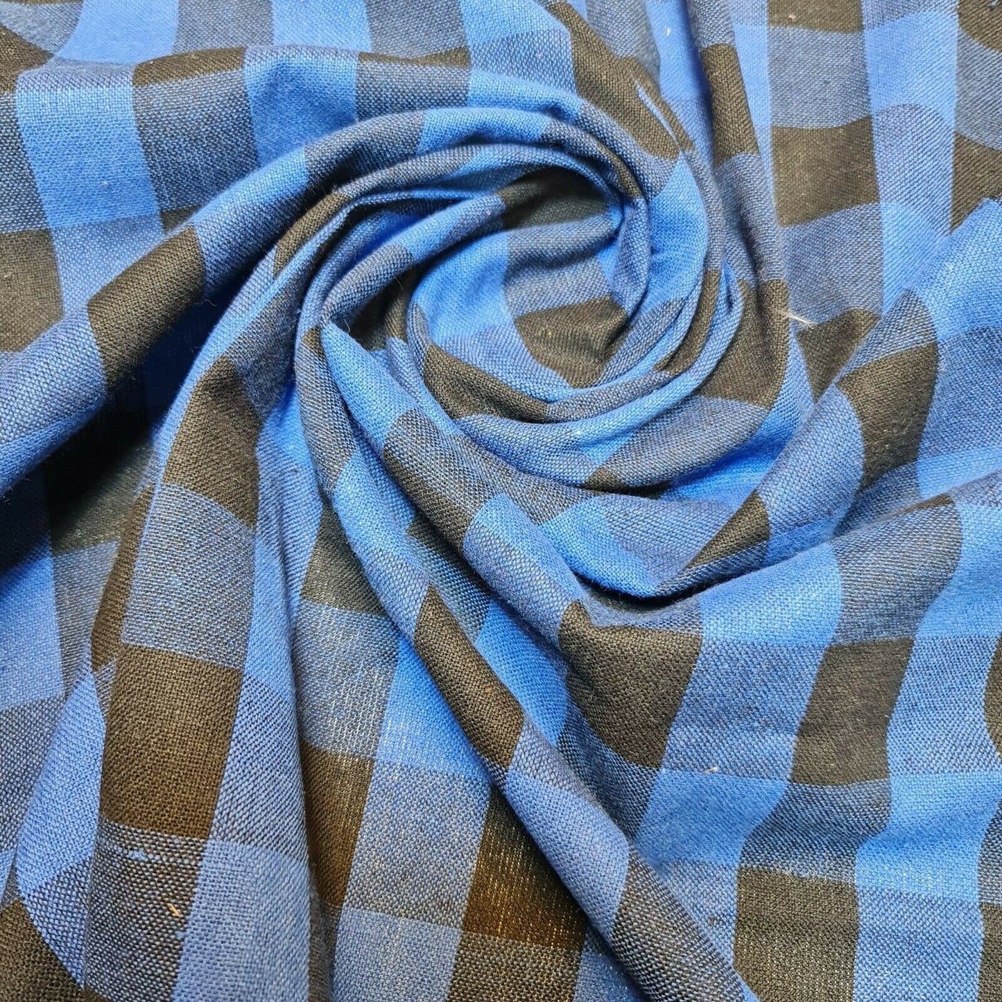 Premium 100% Cotton Gingham 1" Khadi Soft Linen Handloom Fabric 42" By Meter