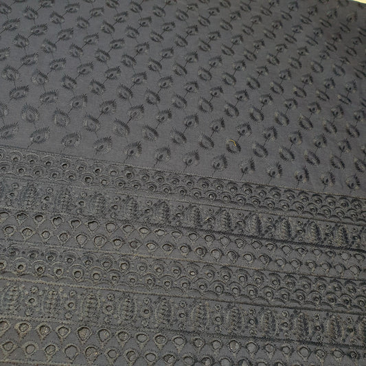 NEU FRÜHLING 100 % Baumwollbatist mit Lochstickerei, Kleider- und Bastelstoff, 111,8 cm (Marineblau)