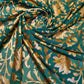 Floral Gold Foil Print Sheer Moss Crepe Dress Craft Drape Fabric Material 44"