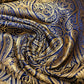 Ornamental Paisley Gold Metallic Print Indian Banarasi Brocade Fabric By Meter