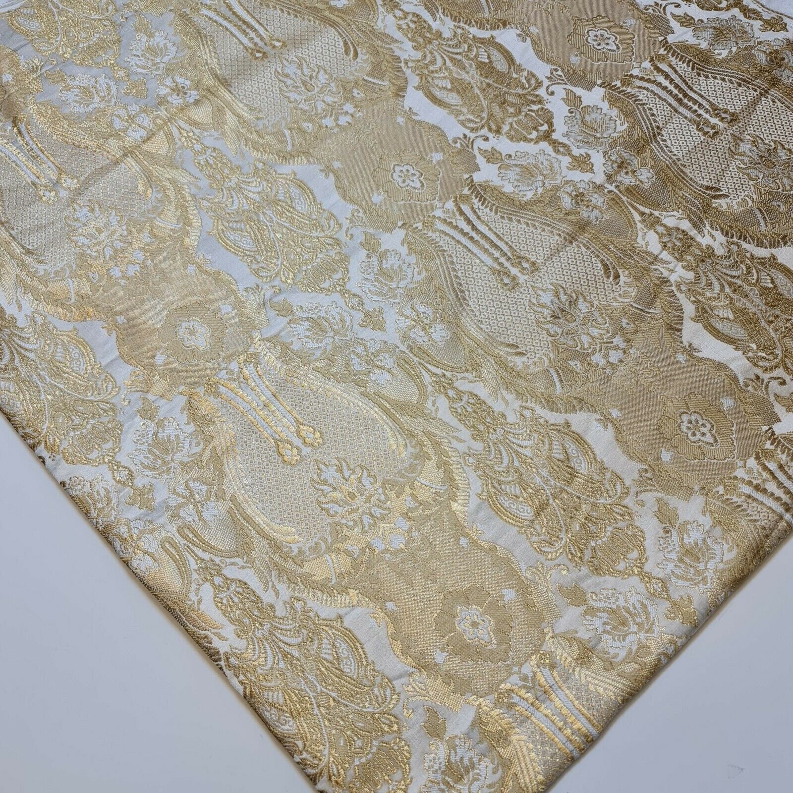 Ivory Floral Brocade Jacquard Banarasi Fabric | Indian Dress, Craft, C ...