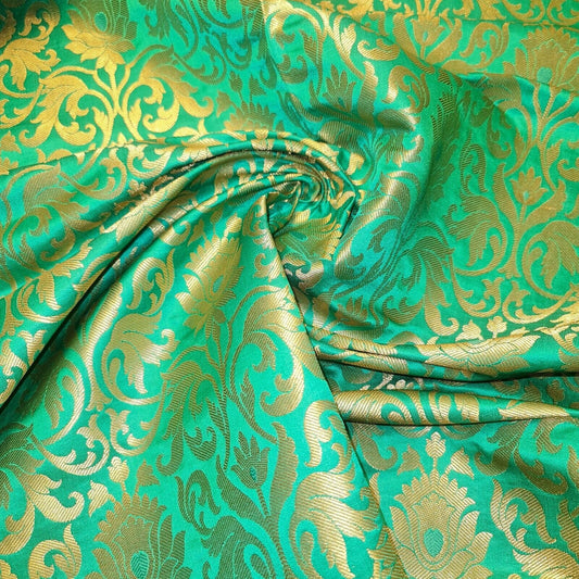 jade brocade banarasi fabric uk for dressmaking and decor