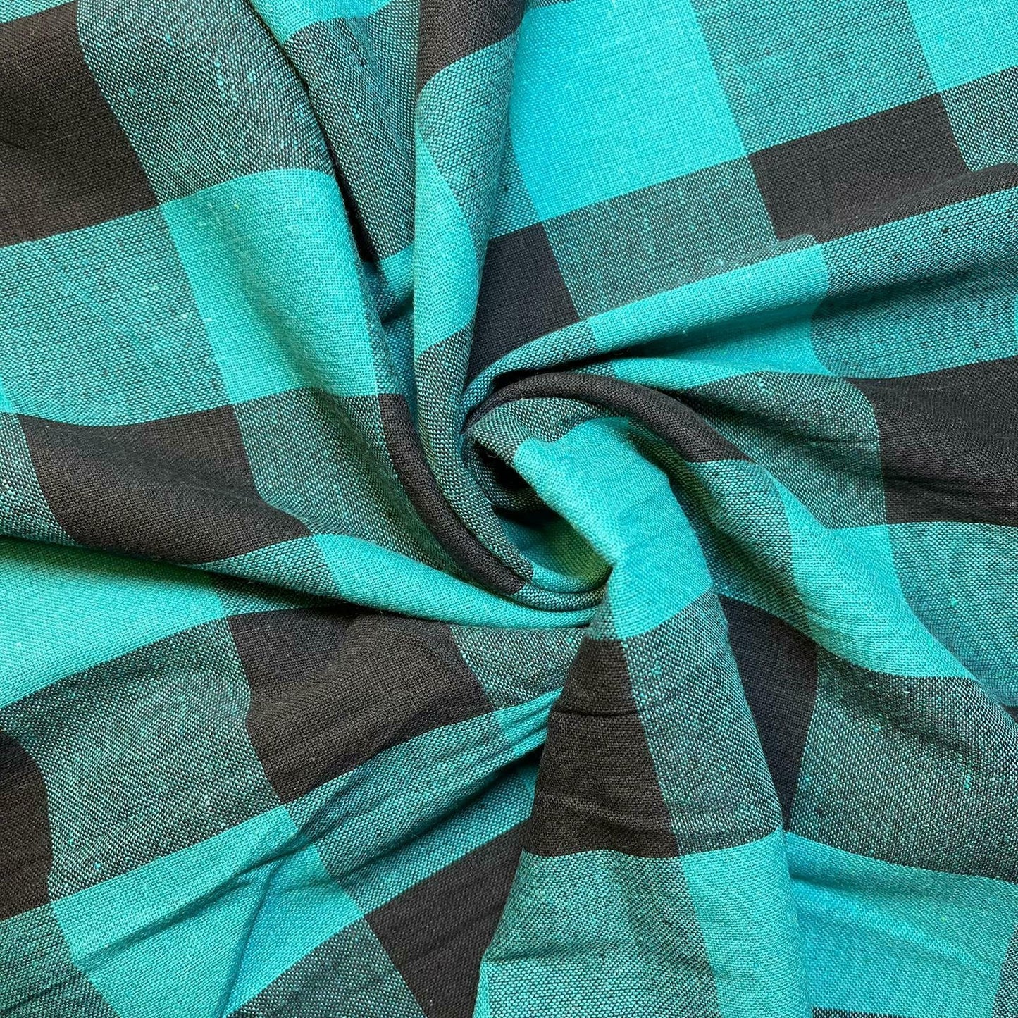 jade cotton linen gingham fabric