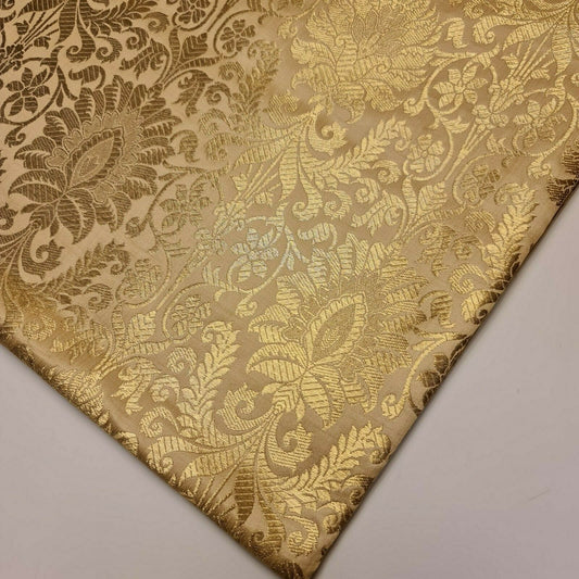 light gold brocade banarasi fabric