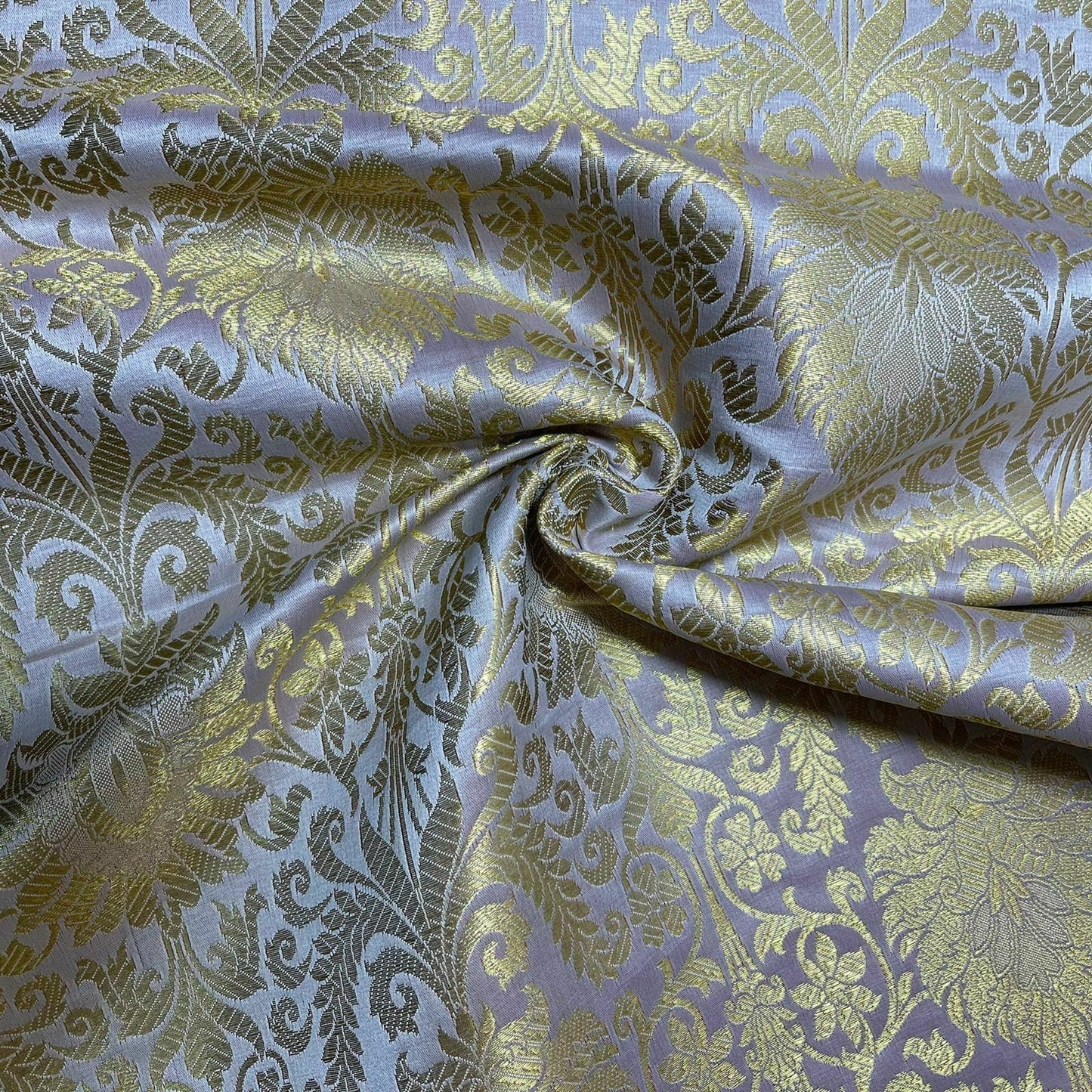 mauve silk brocade fabric for dressmaking and crafting