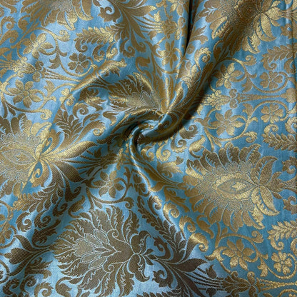 mint green brocade fabric for dressmaking and crafting