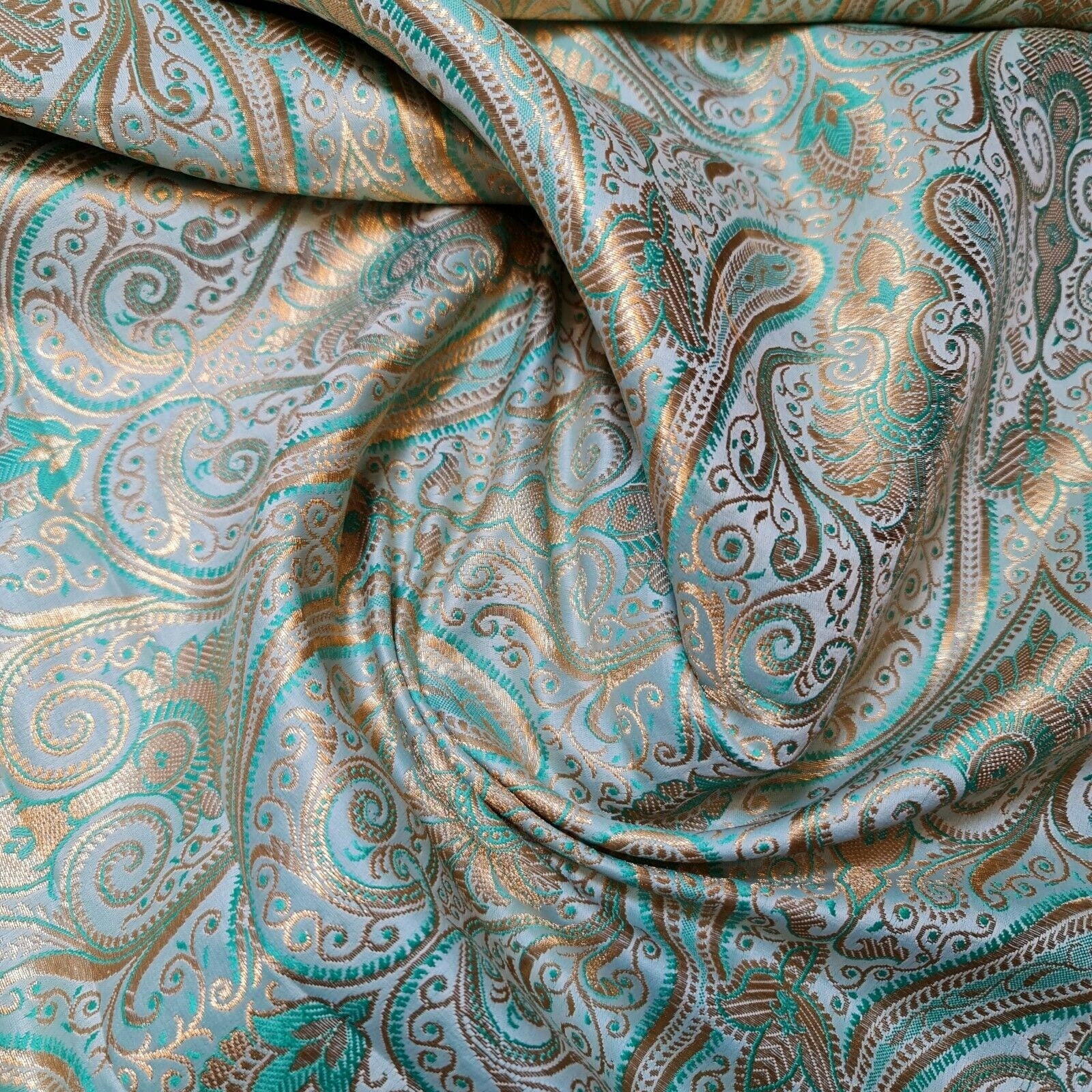 mint green brocade fabric in the uk