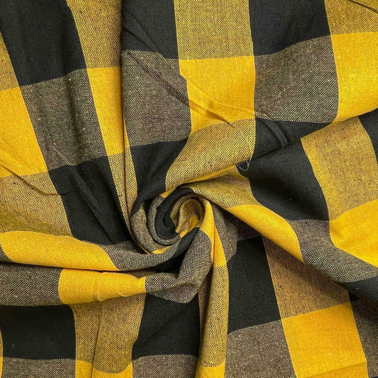 mustard cotton linen gingham fabric