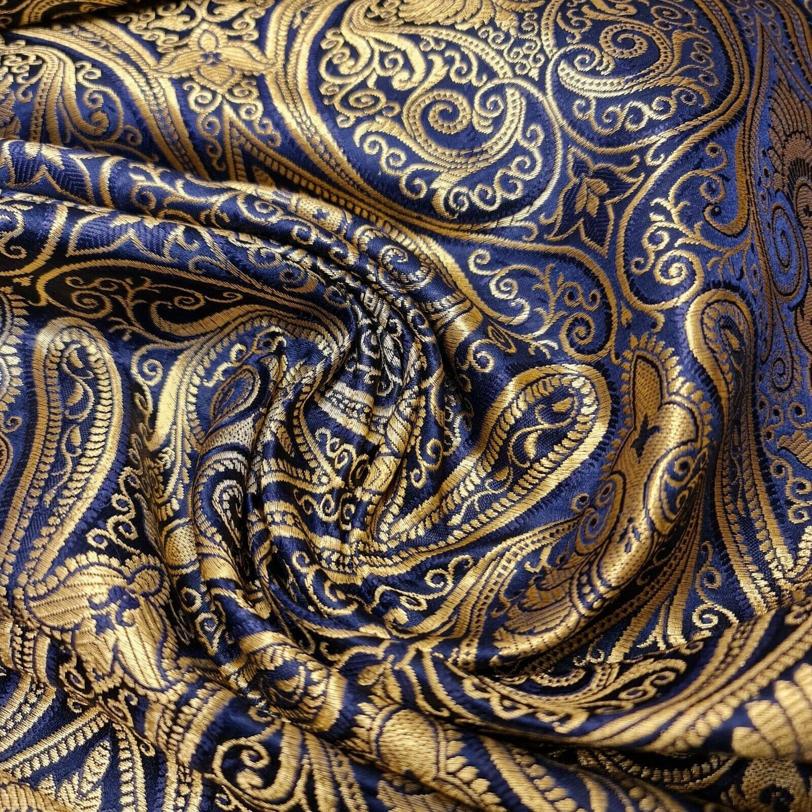 navy blue brocade fabric in the uk