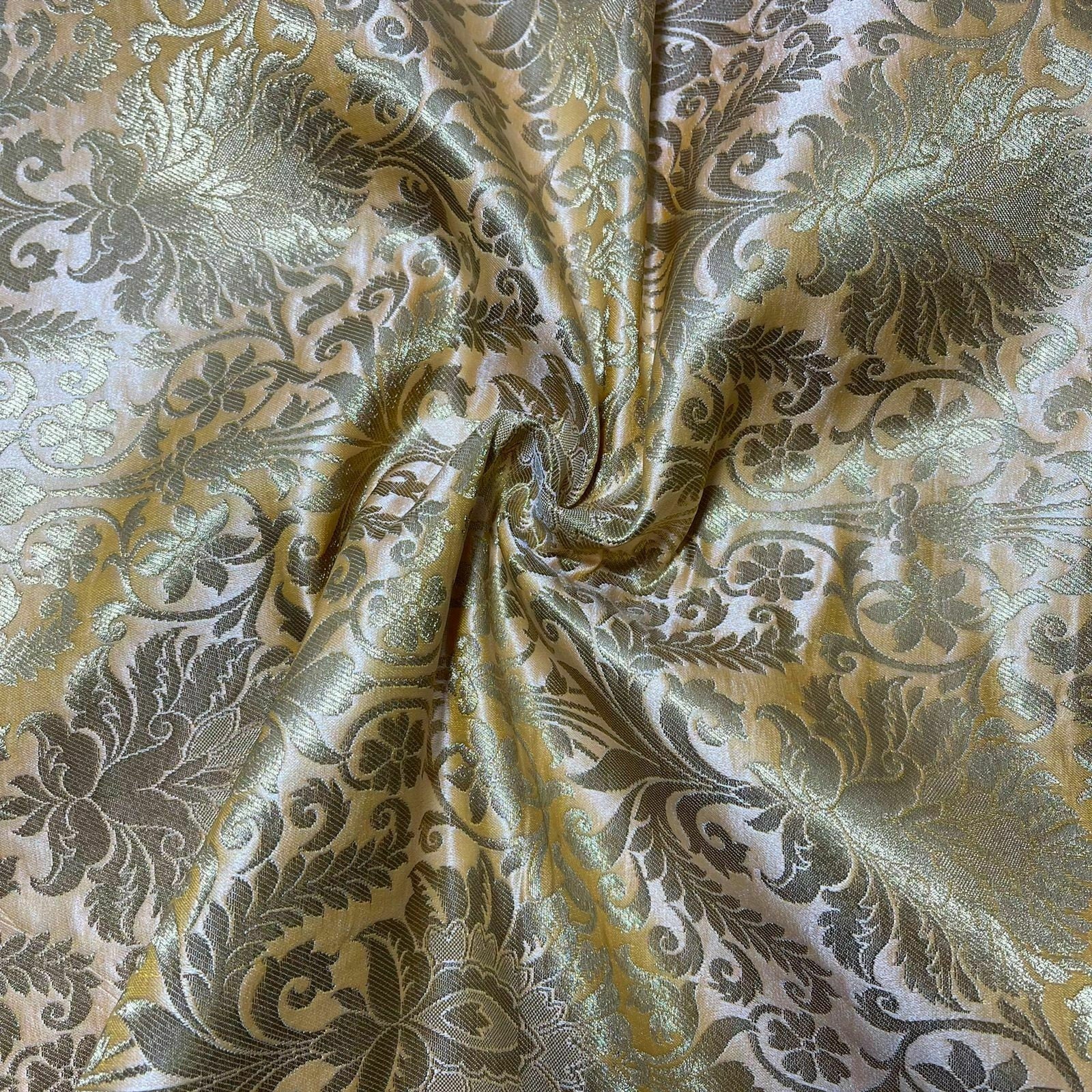 new peach brocade fabric for dressmaking and crafting