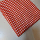 orange and white polycotton gingham check fabric