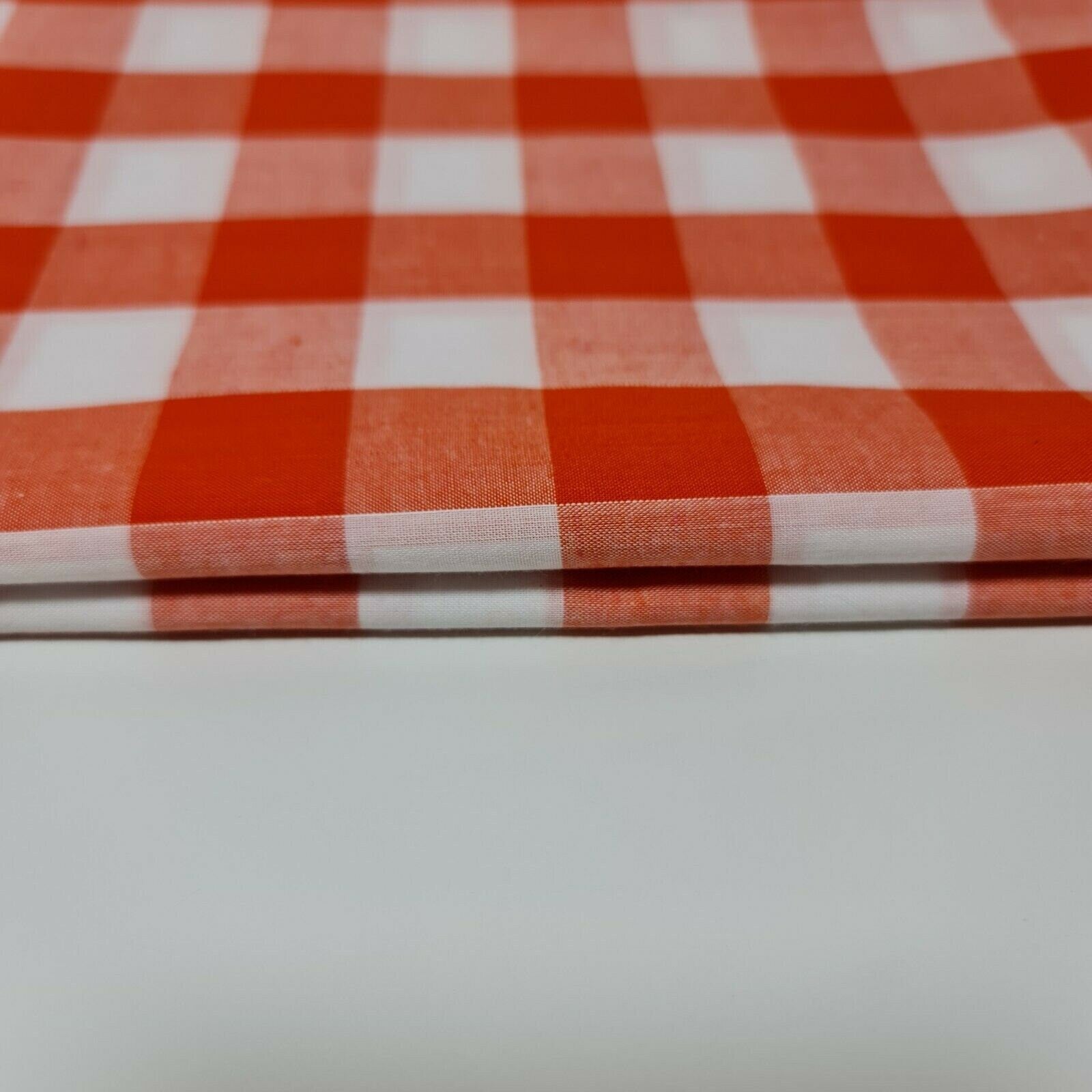 orange polycotton gingham check fabric uk
