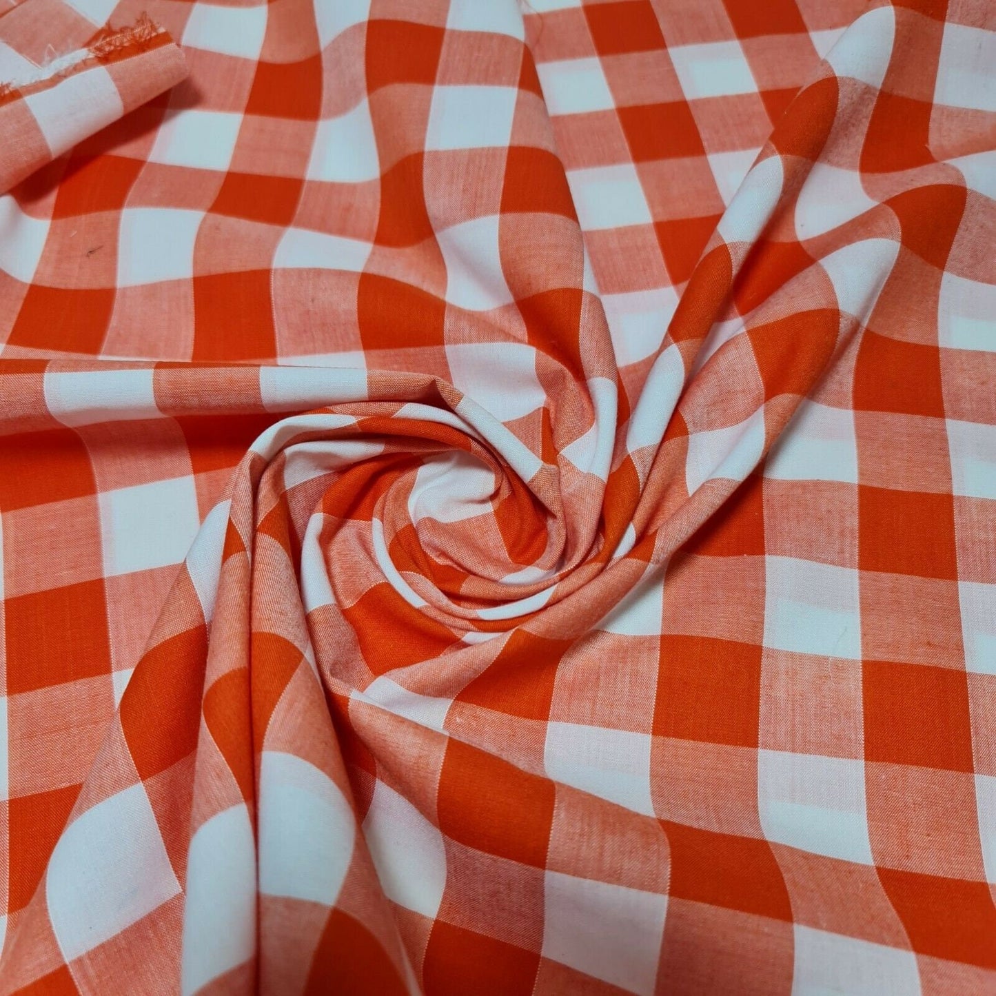 orange polycotton gingham fabric uk