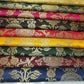 peacock gold metallic print brocade fabric in the uk