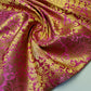 pink floral gold leaf damask banarasi brocade fabric sold by meter in uk