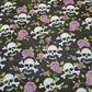 pink rose and skull print halloween material uk