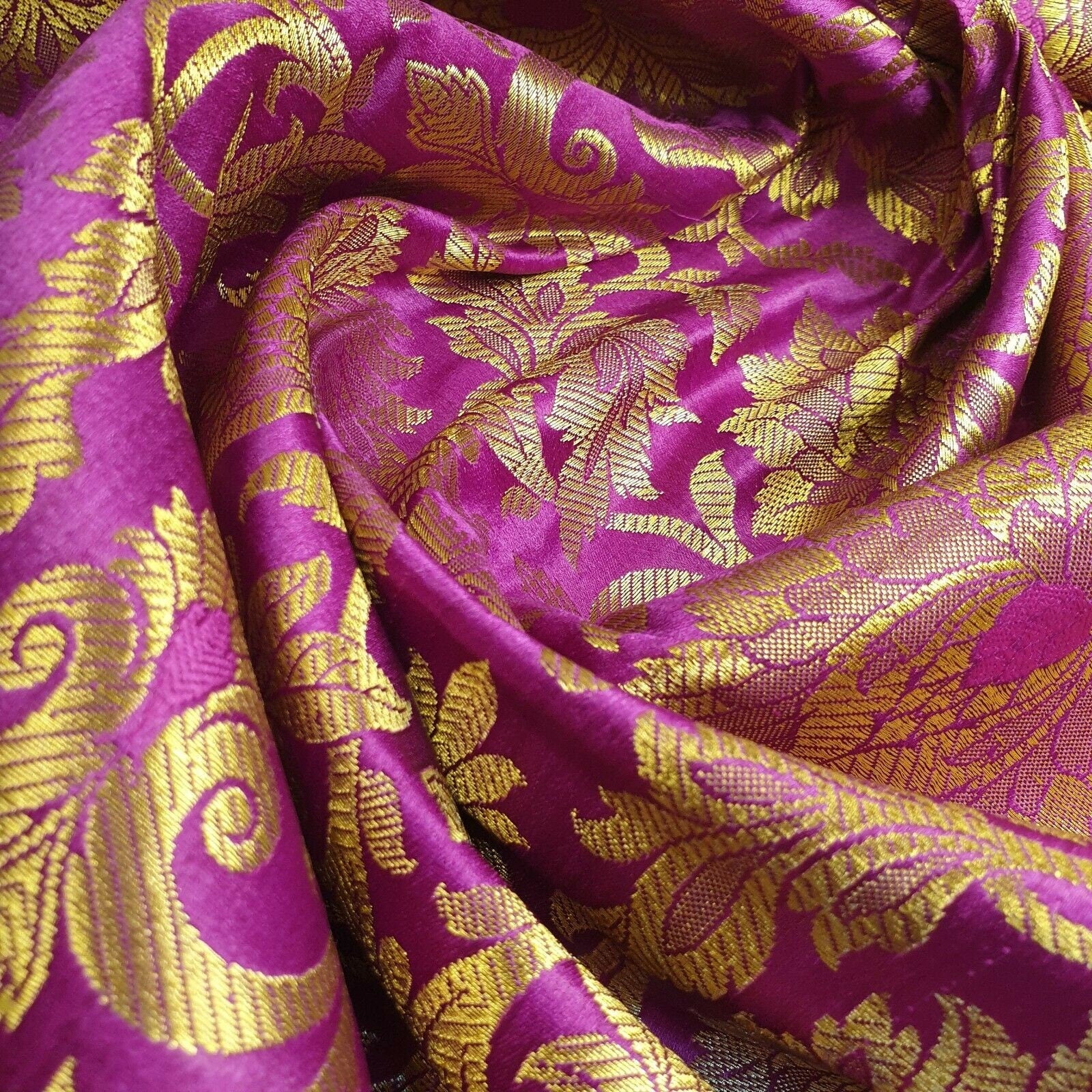 purple damask brocade fabric for dressmaking and quilting