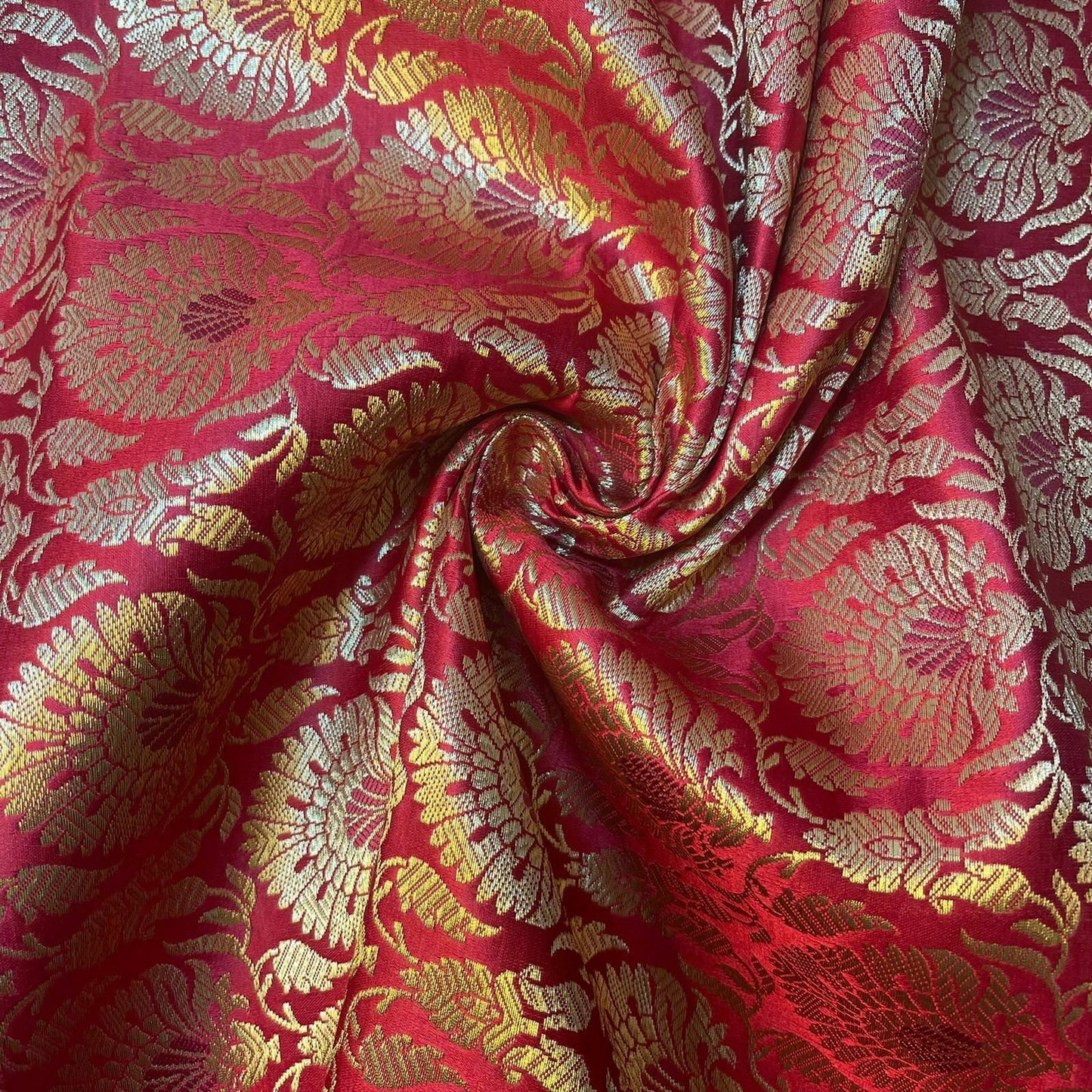 red brocade fabric for dresses, crafts, and quilts