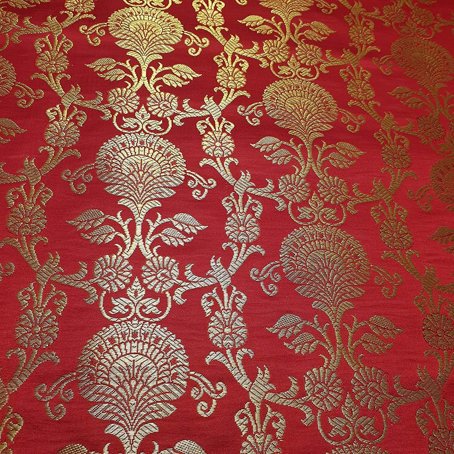 red indian brocade fabric uk