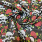 red roses and skull printed halloween fabric uk