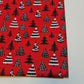 red xmas polycotton fabric with xmas tree print