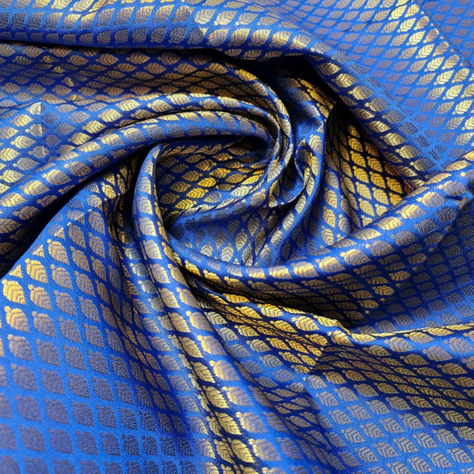 royal blue brocade fabric for dressmaking and craft
