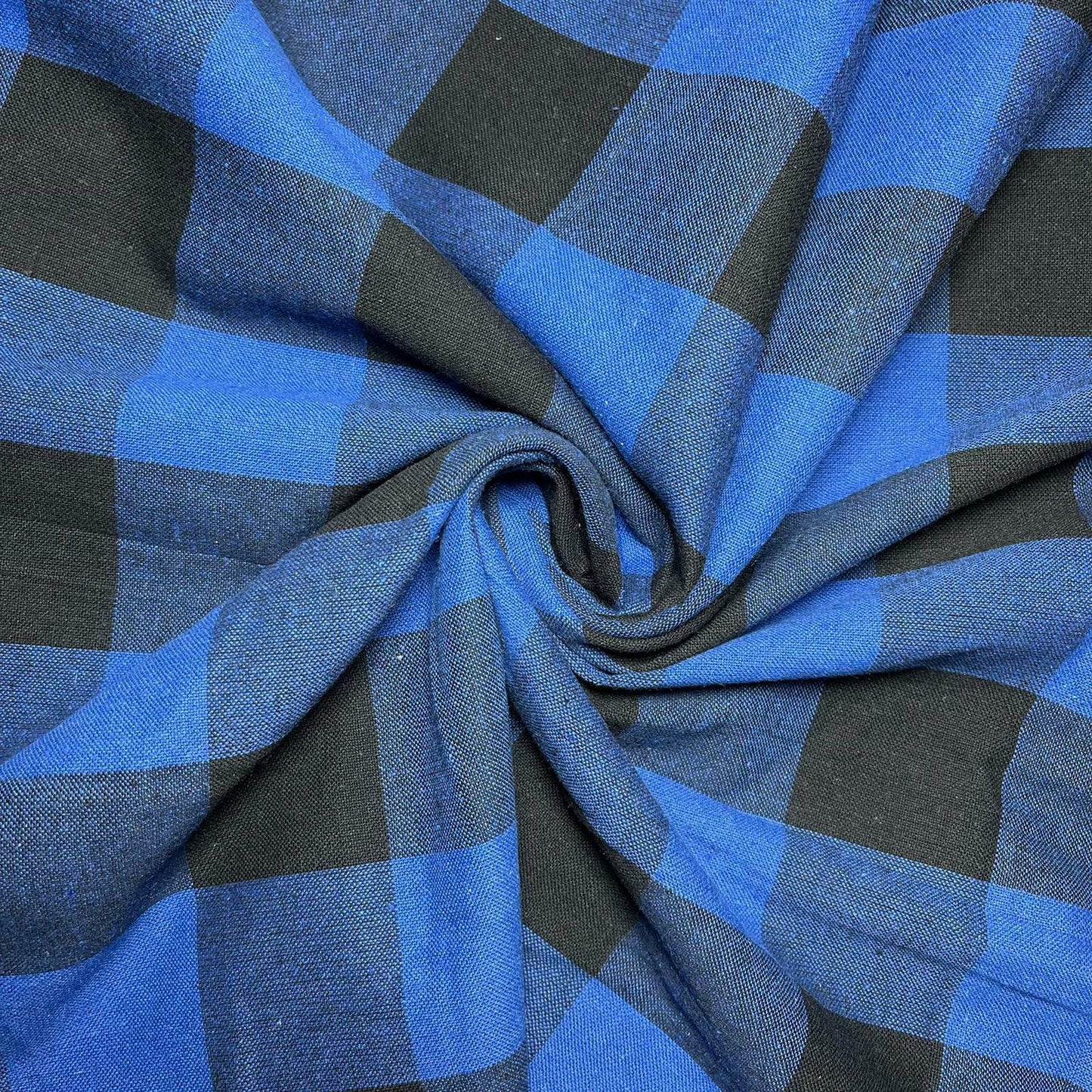 royal blue cotton linen gingham fabric