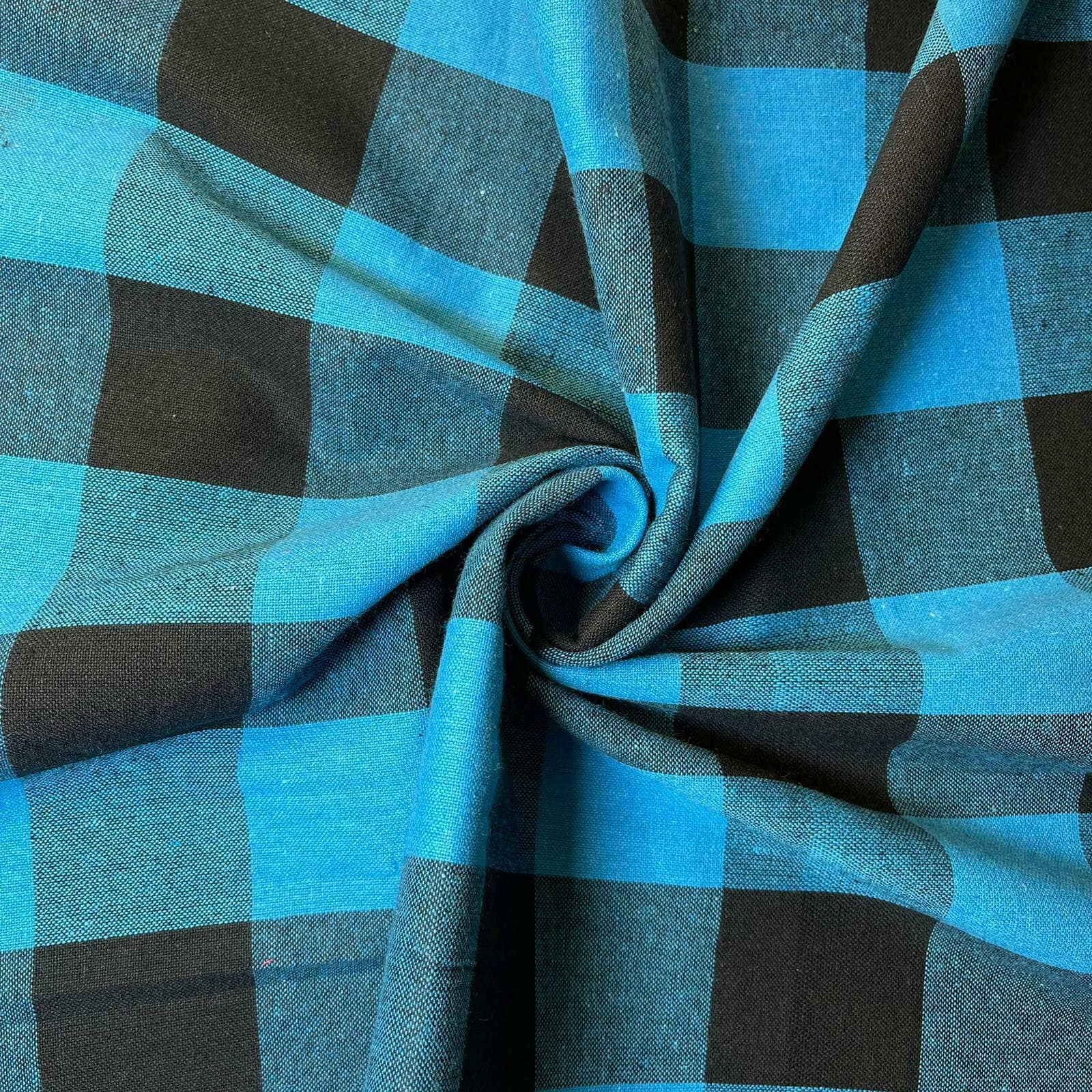 turquoise cotton linen gingham fabric