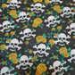 yellow roses and skull polycotton halloween fabric uk
